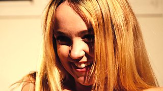 Two cute teens Nikole Nash and Will Pounder in the bathroom