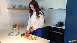 Katty West Hot Kitchen Table Anal Creampie - Teen Neighbour Fucked Doggy Style