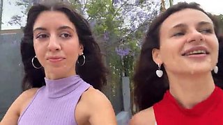 Katty West & Kate Rich: Neighbors Ask for Facial Cum Walk in Public - Amateur Brunette POV