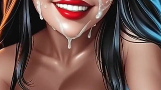 Funny Brunette Looking at Camera (ai Animation)