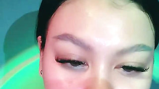 Thin Hairy Asian Teen Shows Off Tits And Pussy
