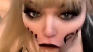 Blonde Whore Sucks Daddy's Cock