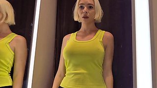 Big Tits in the Dressing Room. Try On Sexy See-Through Outfit