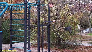 Mature BBW Commander Fucked Hard by Soldier in Uniform Outdoor