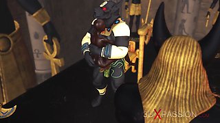Sex in ancient Egypt! Anubis fucks a young egyptian slave in his temple