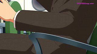 Nerdy glasses anime chick arched over classroom desk & pummeled deep by rigorous educator