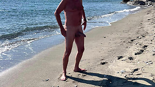 Pussy in the wave pool by the sea