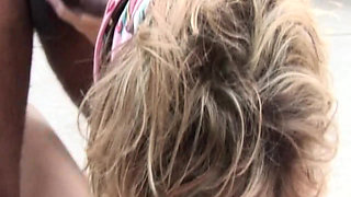 Horny MILF Deepthroats Massive BBC Poolside with Sloppy Passion