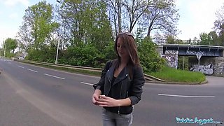 Young Spinner Shows Her Perky Tits For Money On The Street 18+