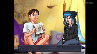 Very shy emo girl show me her cute tits first time since she was cute girl. (Summertime Saga - Eve 1)