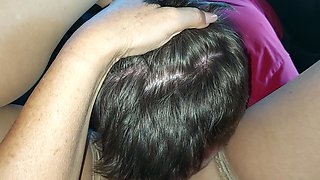 My Stepson Licks My Pussy in Car While We Wait for His Daddy to Come. Xstepmommyx