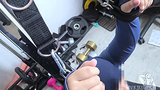 Asian Hijab Girl Stuck At Fitness Tools and Got Cum In Face By Her Trainer - Minokiiko