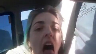 Amateur Hot Wife. Humiliates Her Cuckold While Sucking Another Cock in the Car
