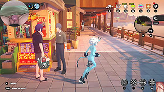 A small and beautiful Japanese oni girl, gets horny and strips, making my dick hard (Zenless Zone Zero Gameplay 4)