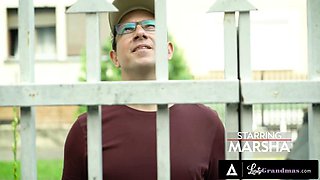 LUSTY GRANDMAS - Horny Granny Marsha Seduces Delivery Stud for Hard Fuck: Porn