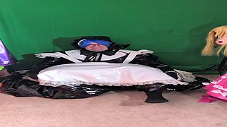 Layered PVC Maid Aoi in long magic wand session