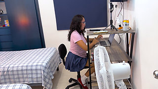 Sexy college girl gets fucked by her stepbrother alex and then joins Alan and stepfather to bathe in milk