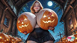 Big Tit BBW Halloween Hentai: Anal Dildo Riding in 3D AI Animation