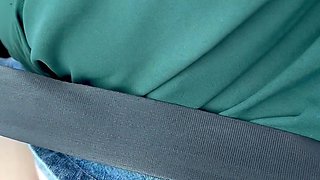No Panties Under Mini Skirt and Exposed Breasts in Car