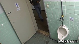A Japanese Housekeeper Seduce A Man At The Theater Toilet Room