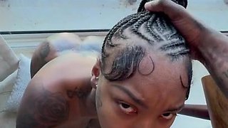 Shes Super Bad(2K) - Oiled Up Tattooed African Ebony fucked Outdoors in the Balcony