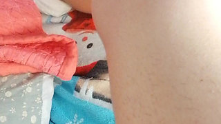Amateur wife fingers her pussy until orgasm. Sexy mom makes breakfast, hairy pussy, big tits.