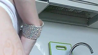 Jerk off Quick in the Kitchen Without Taking off Her Panties Ginnagg