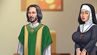 Nasty man sausage and a hot nun in a public escapade