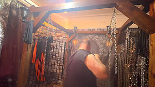 Part 3:- Zar's first session in the dungeon with Lanista Bear including cumshot!