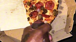 BIG BLACK UNCUT CUM PIZZA FOR YOU TO EAT