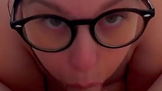 Secretary Comes to Boss Hotel Room on a Business Trip to Suck His Cock