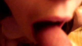 Pierced tongue girlfriend blows my dick