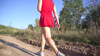 Ambling, girls in thongs, panties upskirt