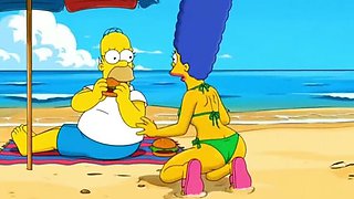 Beach Bitch 2: Marge Simpson Cartoon Parody Filled with Cum