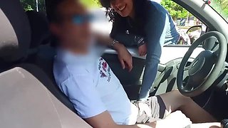Public Park Handjob Challenge: LadyRoma Masturbates Stranger While Hubby Watches