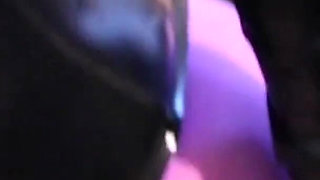 Purple nylon pantyhose head and legs