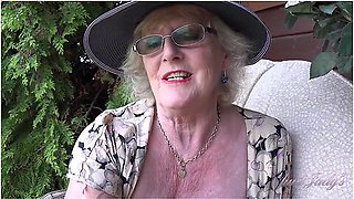 Judys - 66yo Hairy Mature Gilf Mrs. Claire Sucks Your Cock In The Garden (pov) - Aunt Judys
