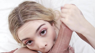 Hard shaved pussy fuck for petite Molly Little