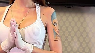 Nurse's Naughty Exam: Glove Fetish Handjob & Blowjob POV