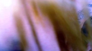 Amateur blonde teen sucks cock in POV in bathroom