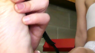 Cute Brunette Teen Loves When Her Feet Are Licked