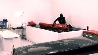 Fetish latex fucking in garage