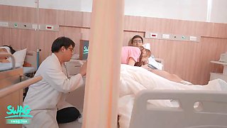 Threesome in the Hospital: Slutty Nurse Gets Fucked by Doctor and Patient