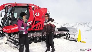 German MILF Julia Pink Public Ski Lift Blowjob - Risky Outdoor Sex with Conny Dachs