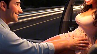 MILF seduces old family friend with secret sex in car