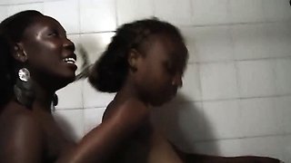 Two tempting African lesbians with amazing bodies having