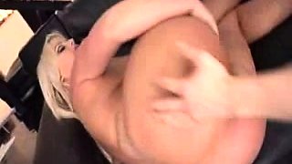 Big tit blonde gives blowjob to big cock