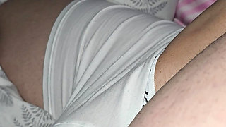 Step mom hand slip under step son underwear touching and handjob his dick