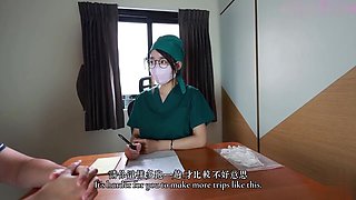 The Nurse Lady Is Inserted Into the Vagina and Anal Sex by the Patient and Cums Out of the Vagina, and the Blowjob Eats the Seme