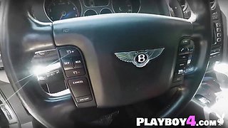 Impressive diminutive COUGAR honeys passion posed outdoor during passion camper wash